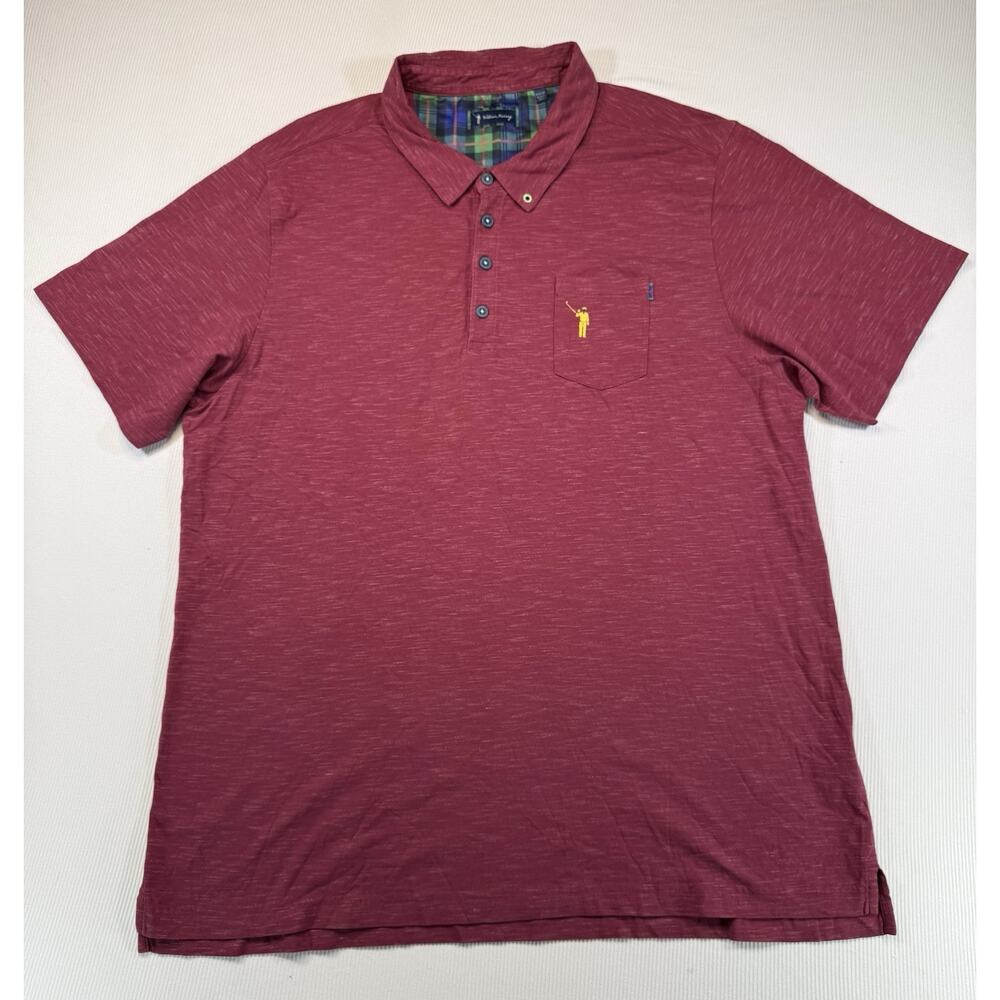 William Murray Golf Polo Shirt XXL Red Slub Pocket Polo Button Collar